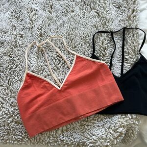 Anthropologie Floreat Coral and black Knit bra